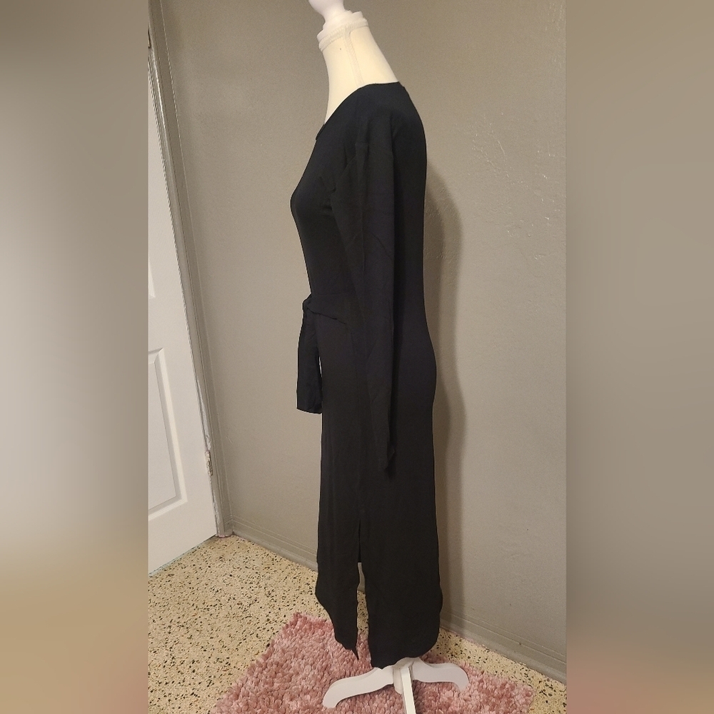 BB Dakota Steve Madden Chic Black Knit Long Sleeve Dress with Tie Waist NWT XS - Picture 2 of 11